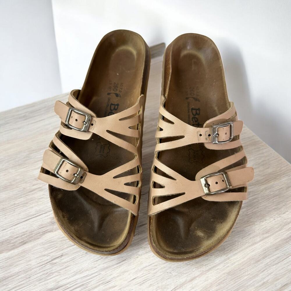 Birkenstock Betula Granada Slides Strappy Sandals Khaki Tan Peach US Size 9 - Picture 16 of 16